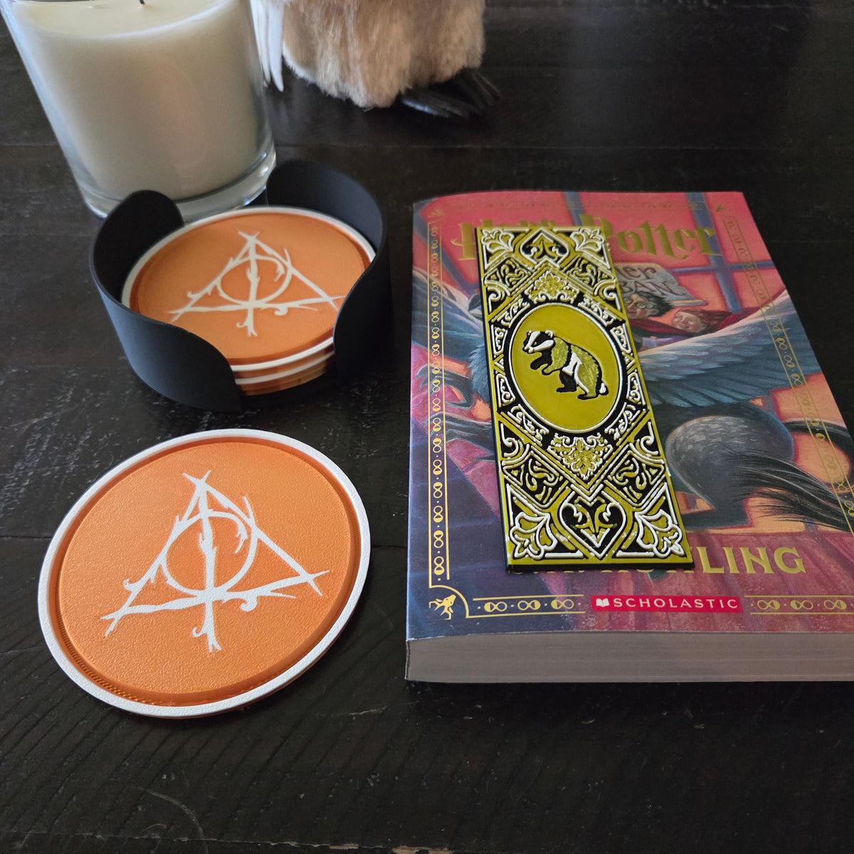 Badger Reading Bundle – Coaster Set & Matching Bookmark