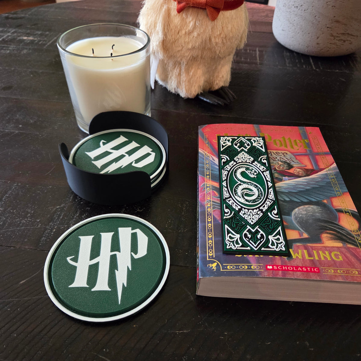 Serpent Reading Bundle – Coaster Set & Matching Bookmark