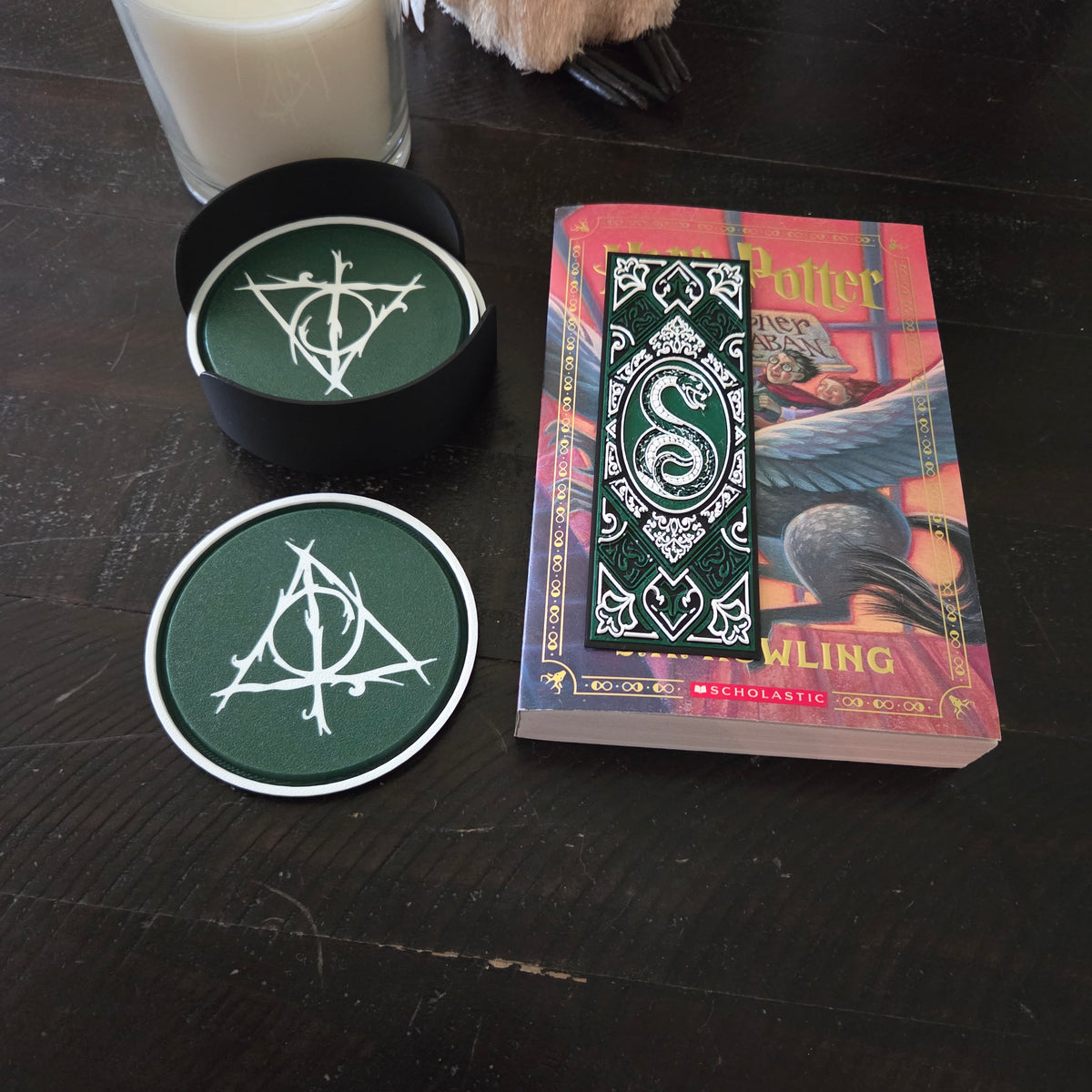 Serpent Reading Bundle – Coaster Set & Matching Bookmark