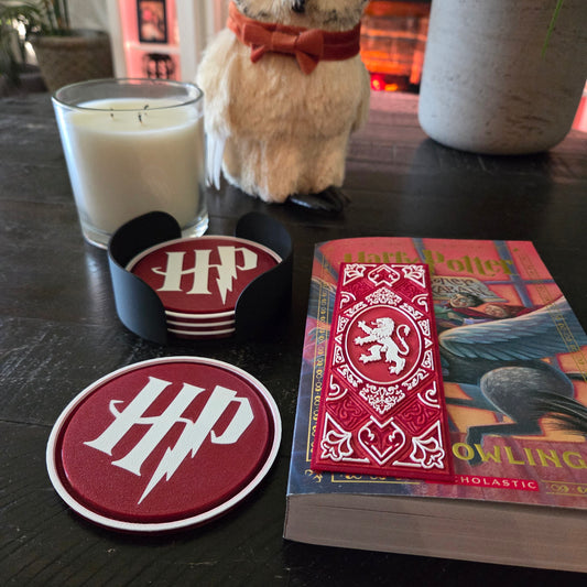 Lion Reading Bundle – Coaster Set & Matching Bookmark